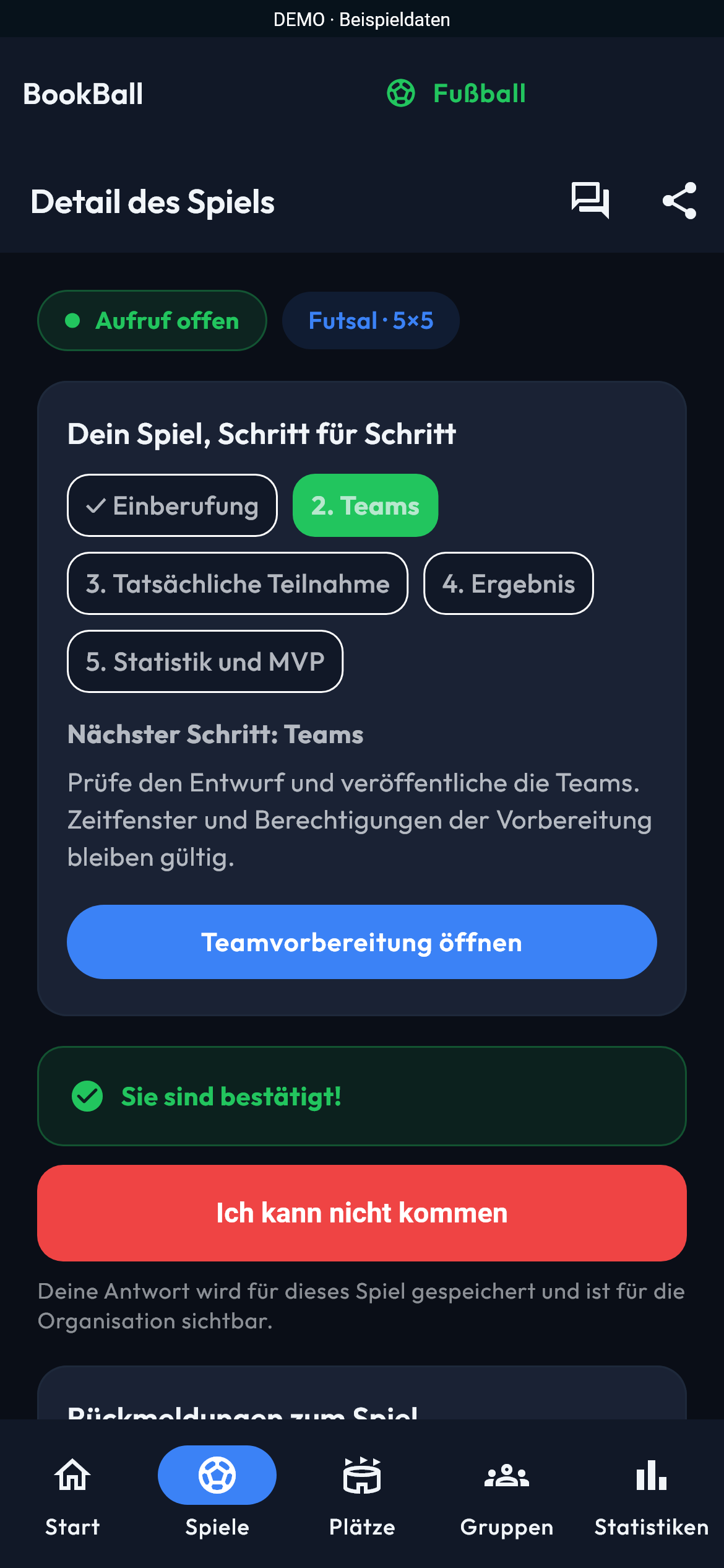 Bin dabei / Kann nicht