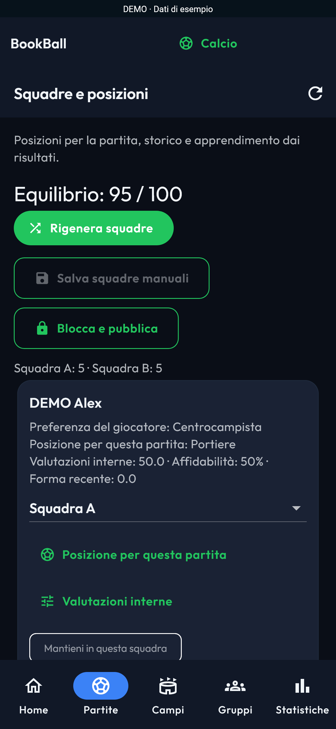 Squadre su misura
