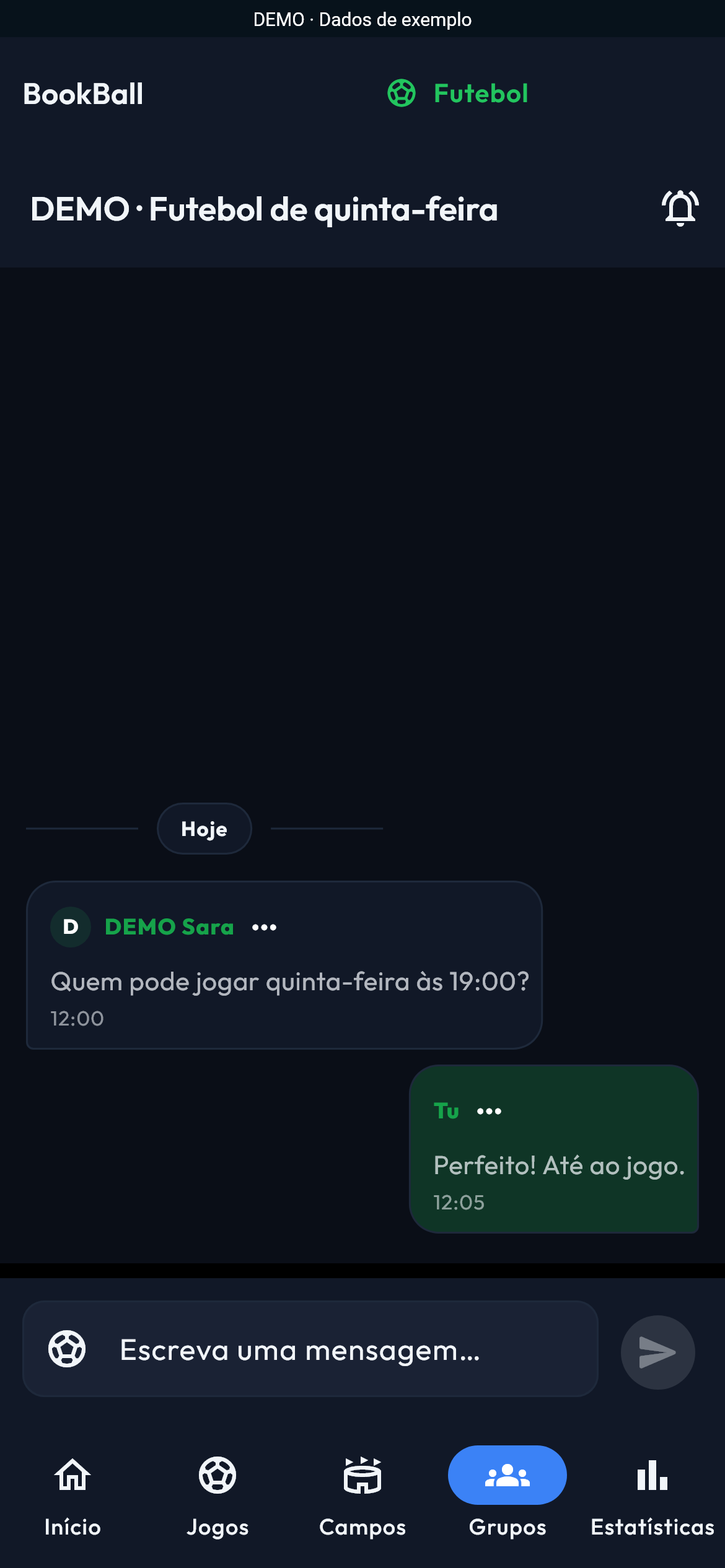 Mensagens e avisos